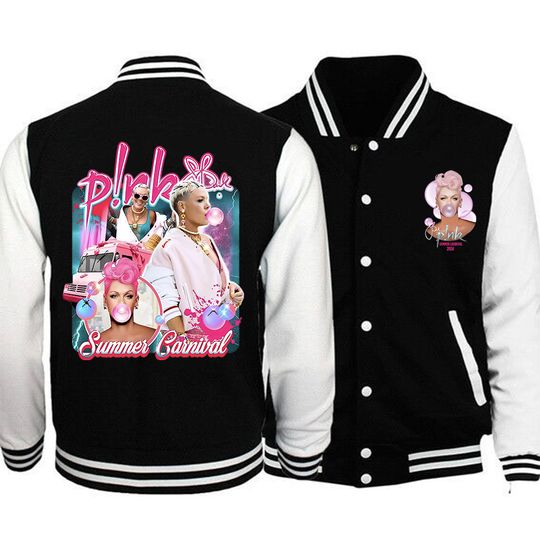 Discover 2024 P!nk Pink Summer Carnival Merch PiNk Summer Carnival Women Men Baseball Uniform Jacket Hoodie Sweatshirts