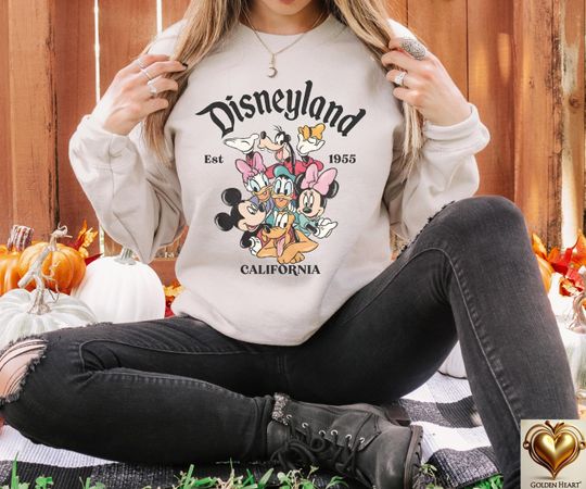 Discover Retro Disneyland 1955 California Sweatshirt, Vintage Disneyland Sweatshirt, Disneyland Women's Sweatshirt, Trendy Cute Mickey Sweatshirt