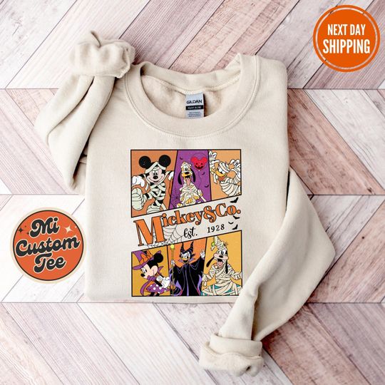 Discover Mickey and Co Est 1928 Halloween Sweatshirt, Disney Skeleton Sweatshirt , Halloween Disneyland Sweatshirt, Mickey Not So Scary Party Sweatshirt