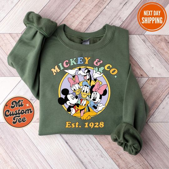 Discover Mickey & Co Est 1928 Sweatshirt, Retro Vintage Disney Sweatshirt, Disney Family Matching Sweater, Disneyland Shirt, Disney Gift for Girl