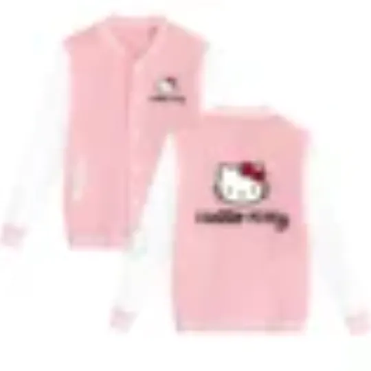 Discover Sanrio Fall/Winter Jacket Baseball Uniform Hello Kitty Print Padded warm loose coat