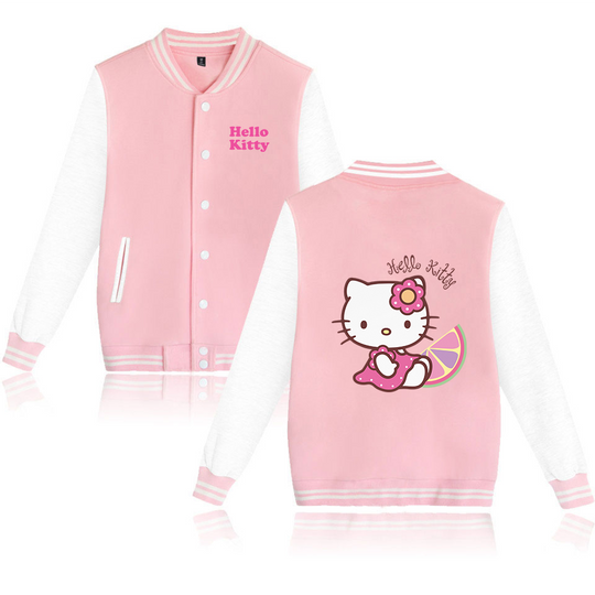 Hello Kitty Bomber Jacket Women Men Autumn Baseball Jacket Coat Student Streetwear Harajuku Bomber College Jacket