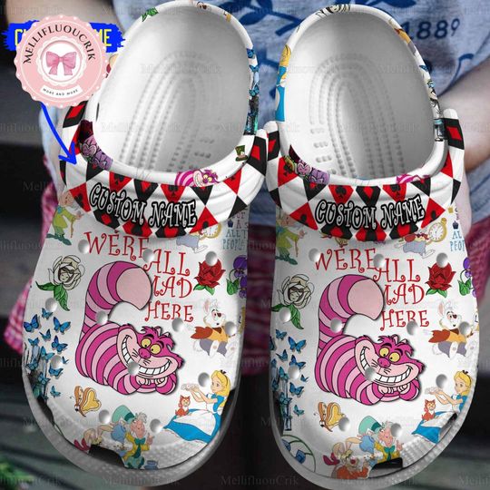 Personalized Cheshire Cat Clogs, Alice In Wonderland Sandals, Disneyland Cat Casual Shoes, Funny Animal Cartoon Movie, Halloween Gift