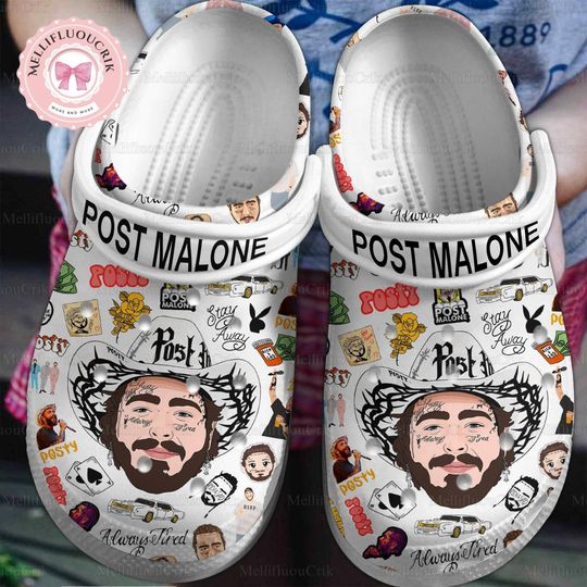 Posty Rap Clogs, Vintage Posty Graphic Sandals, Post Malone Music The Album Shoes, Tour 2024 Merch, Posty Tour Rapper, Gift For Fan