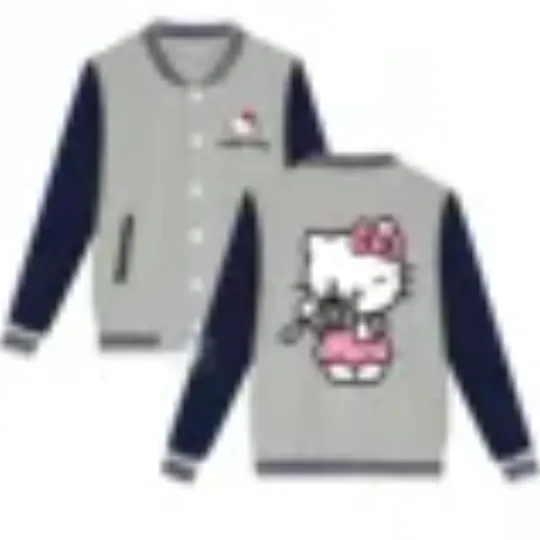 Kids Sanrio Fall/Winter Jacket Baseball uniform Hello Kitty Photo pattern Print for boys and girls Thick warm