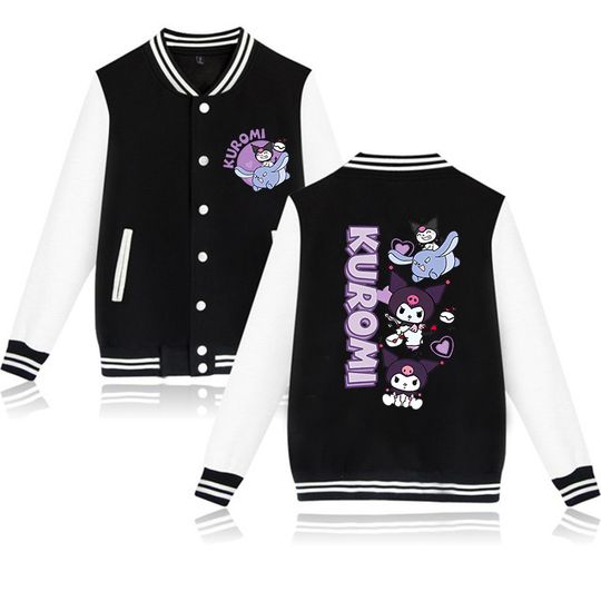 Kawaii Sanrio Kuromi Hoodie Children Baseball Jacket Men Women Kids Boys Girls Harajuku Jackets Streetwear Coats
