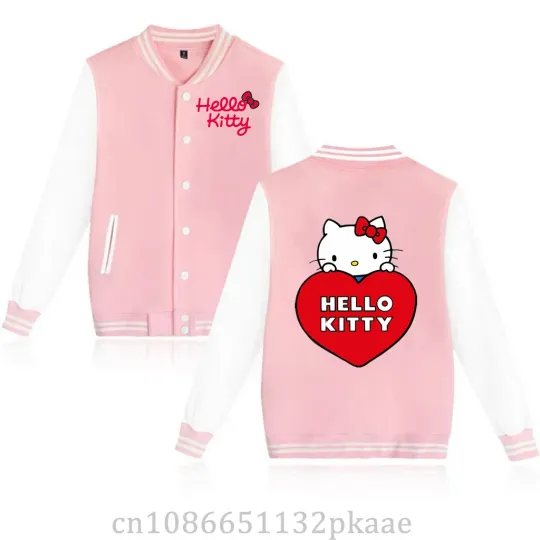 Discover Kawaii HelloKitty Basketball Baseball Jacket Children's Hip Hop Harajuku Jackets Tops Cartoon Kid Boys Girls Loose College Coats