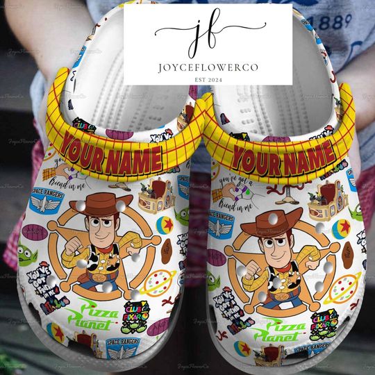 Custom Woody Clogs, Disney Pixar Toy Story Slippers, Cowboy Woody Sandals, Woody Pizza Planet Summer Sandals, Halloween Gift