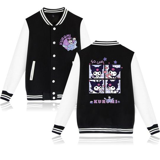 Kawaii Sanrio Kuromi Hoodie Children Baseball Jacket Men Women Kids Boys Girls Harajuku Jackets Streetwear Coats