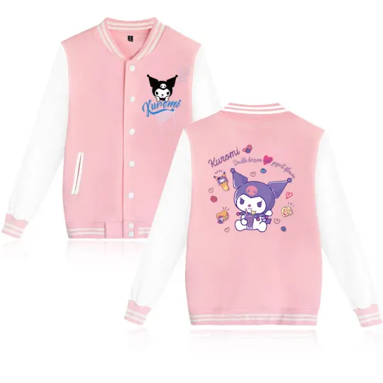 Sanrio Y2k Kids Baseball Jacket Hoodie Kuromi Hoodie Clothes Kid Girl Boy Jackets Sweatshirt Children Harajuku College Jacket