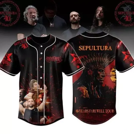 Sepultura 40 Years Farewell Tour 2024 Baseball Jersey