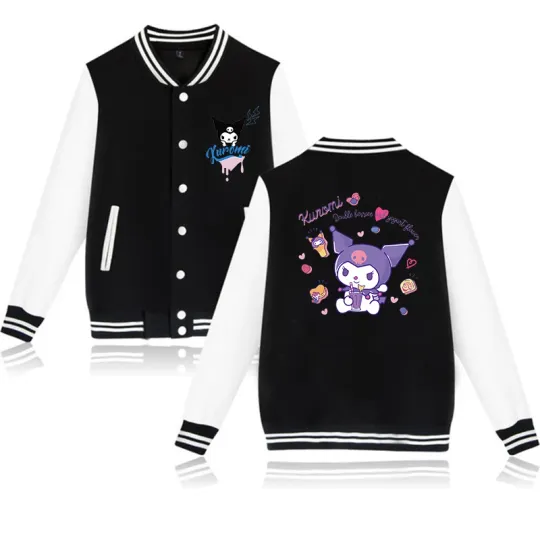 Y2k Kids Hoodie Baseball Jacket Kuromi Sanrio Hoodie Clothes Kid Girl Boy Jackets Sweatshirt Baby Top Children Hoody Men Women