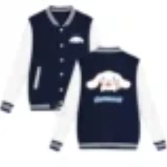 Discover Sanrio Fall/Winter Jacket Boys Girls Cartoon Big Ear Dog Printed baseball uniform Thick warm coat