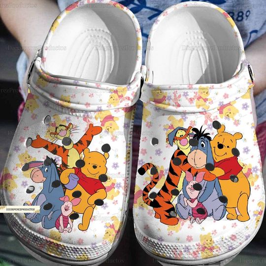 Vintage Winnie The Pooh Clogs, Pooh And Friends Sandals, Disney Pooh Summer Shoes, Piglet Eeyore Men Shoes, Funny Gift