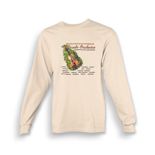 Cicada Orchestra Concert T-shirt Long Sleeve Adult | Cicadas 2024 | Brood XIII | Brood XIX | Retro | Made To Order With Love