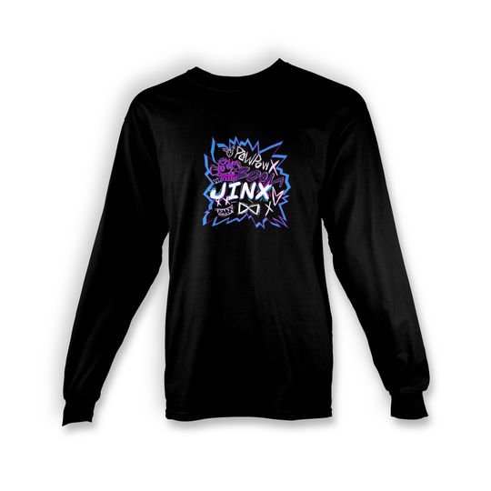 Jinx Adult Long Sleeve T-shirt (Black) | Arcane | League of Legends | Made To Order With Love