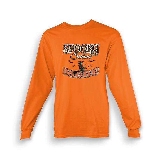 Discover Spooky Season Mode Youth Long Sleeve T-shirt | Halloween | Costume | Trick or Treat | Made To Order With Love