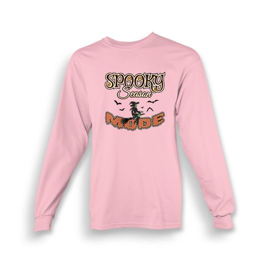 Discover Spooky Season Mode Adult Long Sleeve T-shirt | Halloween | Costume | Trick or Treat | Made To Order With Love