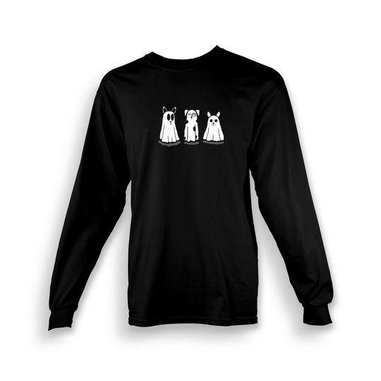 Spooky Ghosts Dogs Youth Long Sleeve T-shirt | Halloween | Costume | Trick or Treat | Made To Order With Love