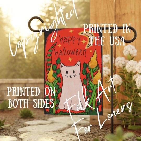 Discover Happy Halloween Ghost Kitty Cat - 18 x 12" Banner - House And Garden Banner