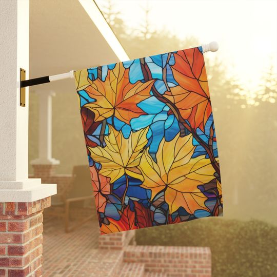 Fall Leaves House Flag, Fall Garden & House Banner, Garden decor,  Thanksgiving Hostess Gif