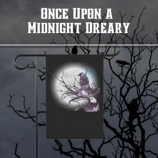 Elegant Darkness: Raven and Full Moon Garden Flag with a Touch of Gothic Inspiration