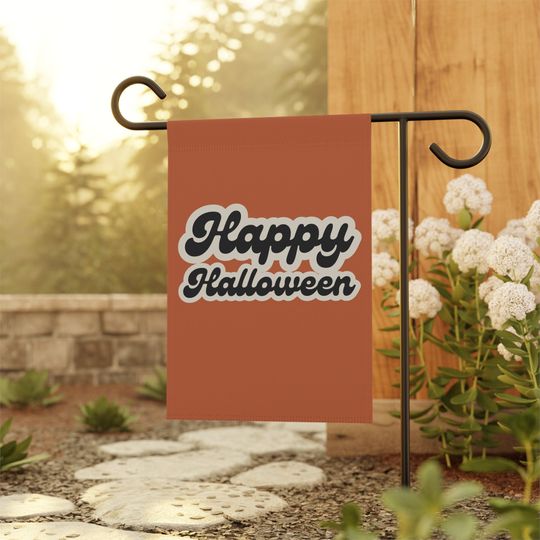 Discover Halloween Garden Flag- Happy Halloween, Retro Halloween Flag, Garden Flag