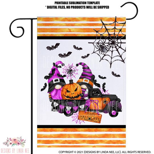 Discover Gnome Halloween Garden Flag SUBLIMATION Download  , Witch Gnomes on Truck
