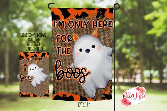 Here for the Boos Halloween Garden Flag 1 DIGITAL Design for Sublimation