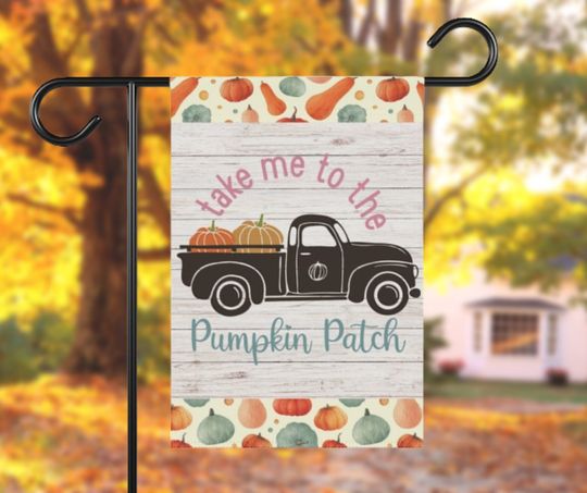 Discover Fall Garden Flag | Halloween garden flag, pumpkin garden flag, pumpkin truck flag