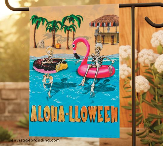 Discover Funny Tropical Halloween Garden Flag, Halloween Outdoor Decor, Aloha Halloween