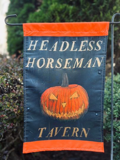 HEADLESS HORSEMAN garden FLAG/Halloween/small flags/pumpkin/jack o lantern flag