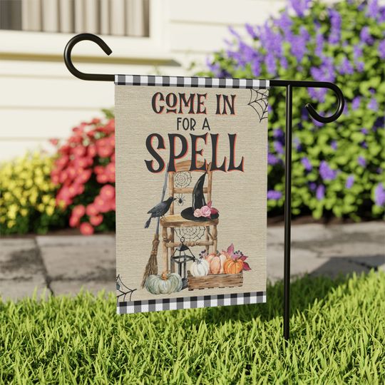 Discover Halloween Garden Flag, Halloween Garden Flag, Come in for a Spell, House. warming gift