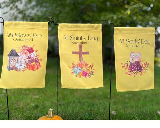 Discover All Hallows Eve, All Saints Day, All Souls Day Halloween Garden Flag | Catholic Halloween