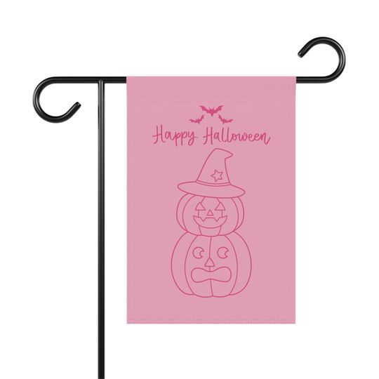Discover Pink Pumpkins Halloween Garden Flag, Grandmillennial, Chinoiserie, Modern Vintage Style