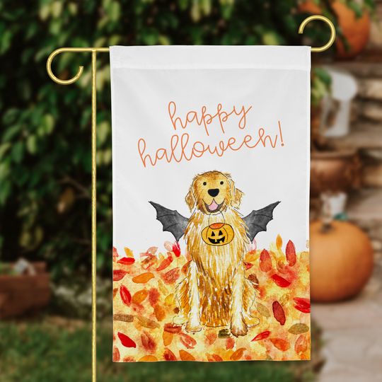 Spooky Halloween Golden Retriever Garden Flag | Halloween Garden Flag