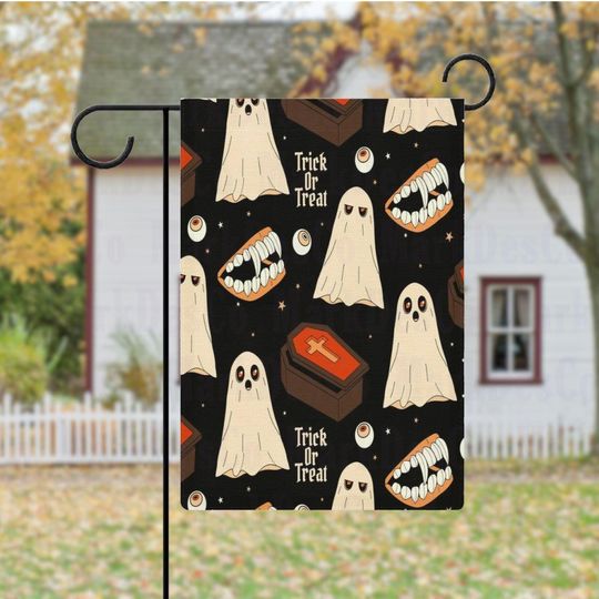 Discover Cute Ghosts Coffin Design Halloween Garden Flag, Fun Trick or Treat Theme