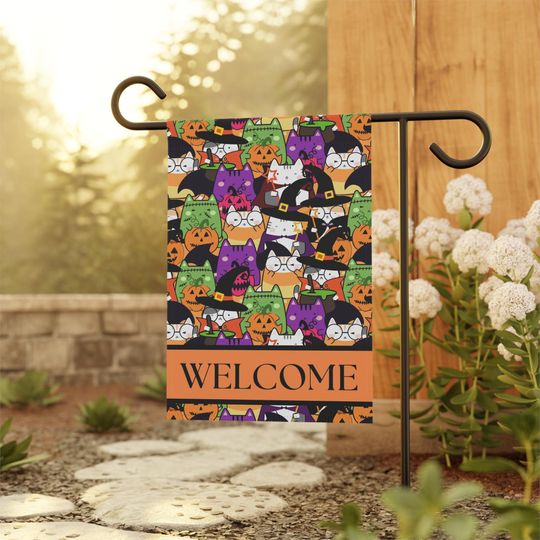 Discover Halloween Cat Garden Flag, Halloween Decor, Unique Garden Flag, Housewarming Gifts