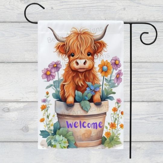 Discover Highland Cow Sublimation Garden Flag Design Spring Summer Welcome