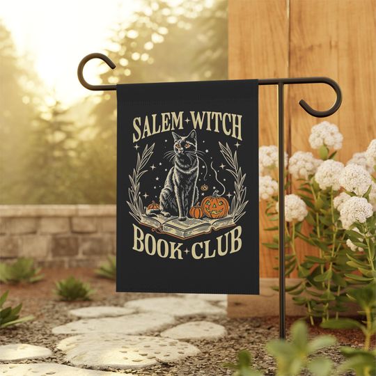 Salem Witch Book Club Halloween Garden Flag, Halloween Decor, Unique Garden Flag