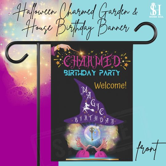 Discover Halloween birthday party welcome sign Witch party flag Magical birthday