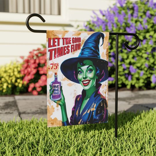 Discover Vintage Retro Poster Halloween Yard Flag, Halloween Witch Garden Flag