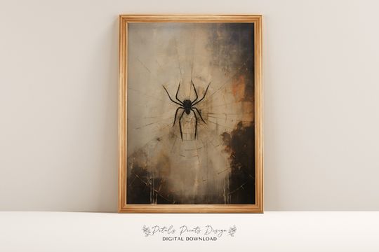Halloween Wall Art Printable Halloween Rustic Halloween Decor Spider Halloween