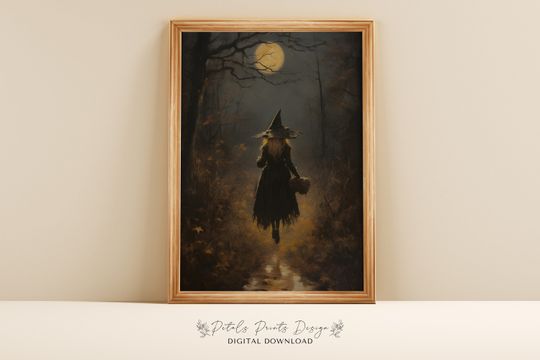 Witchy Decor Halloween Wall Art Printable Vintage Witch Halloween Rustic Halloween