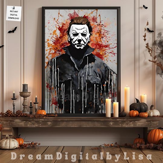 Michael Myers Halloween Movie Poster, Horror Movie Decor, Cinema Room Prints