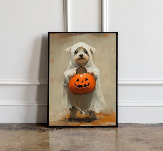 Discover Halloween Dog Wall Art print, Halloween Poster, Halloween Decor, Cottagecore Poster
