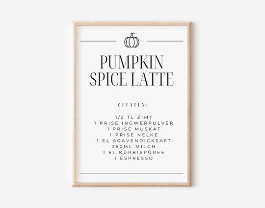 Discover Pumpkin Spice Latte Recipe | Happy Halloween Poster | Digital Download
