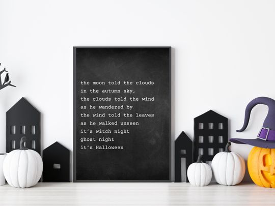 Vintage Style Halloween Poem Print for Rustic Home Decor - Haunted House Art