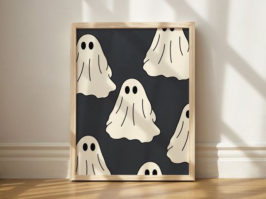 Discover Ghost Print, Halloween Wall Decor, Printable Ghost Art, Cute Ghost Art, Trendy Wall Decor