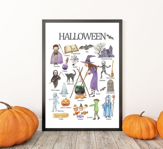 Discover Halloween Educational Decor, Halloween  Printable Wall Art, Kids Halloween Print